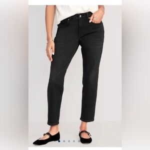Old Navy Women's Black Mid-Rise O.G. Straight Ankle Length Jeans
